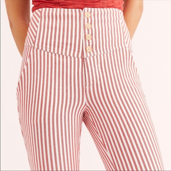 Sale⭐️NWT Free People Frankie Striped High-Waisted Skinny Pants - Picture 2 of 15